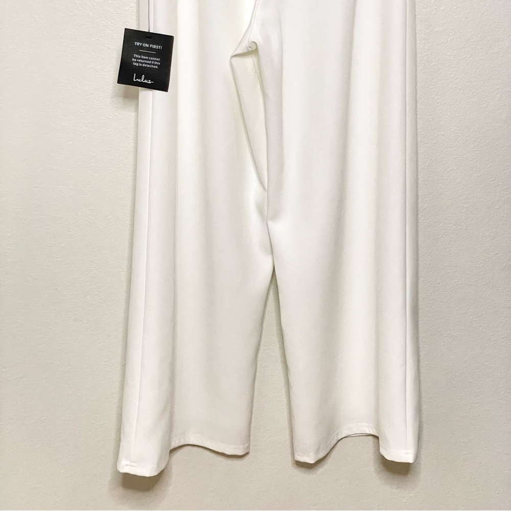 NWT Lulus Won A Heart Strapless Sweetheart Wide Leg Jumpsuit White XS - Picture 10 of 16